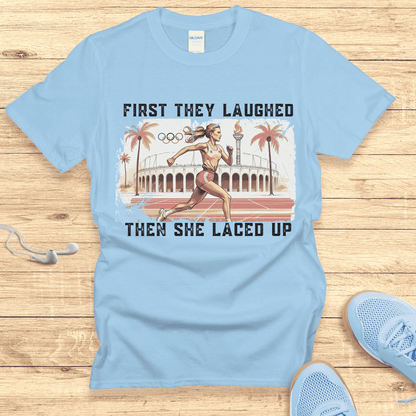 Empowering Running Shirt  Women Runners T-Shirt Gift Then She Laced Up