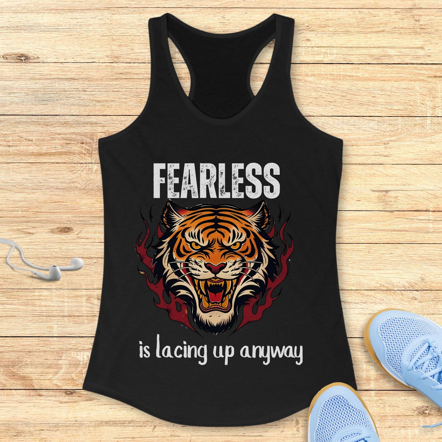 Empowering Running Racerback Tank Top Women Runners Fearless Lace Up