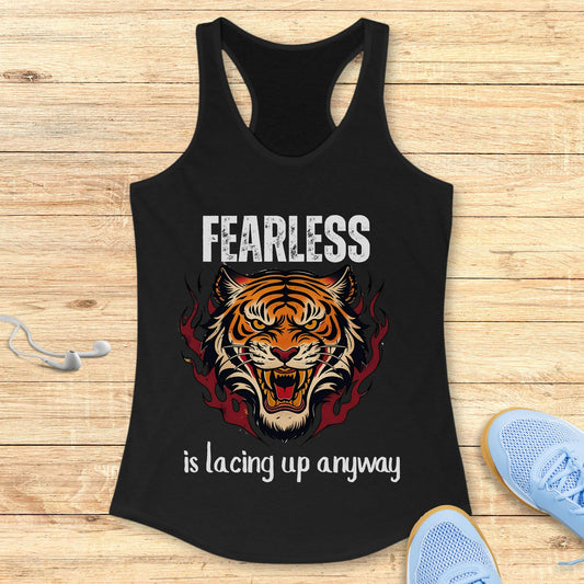 Empowering Running Racerback Tank Top Women Runners Fearless Lace Up