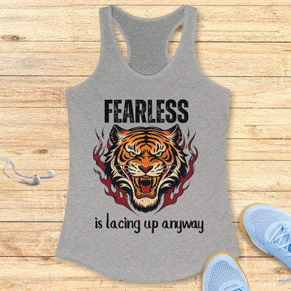 Empowering Running Racerback Tank Top Women Runners Fearless Lace Up