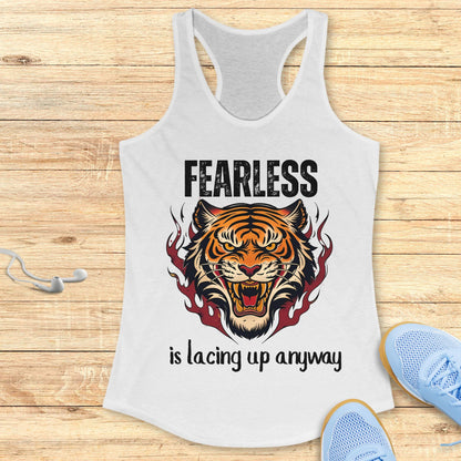 Empowering Running Racerback Tank Top Women Runners Fearless Lace Up