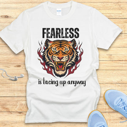 Empowering Running Shirt  Women Runners T-Shirt Fearless Lace Up