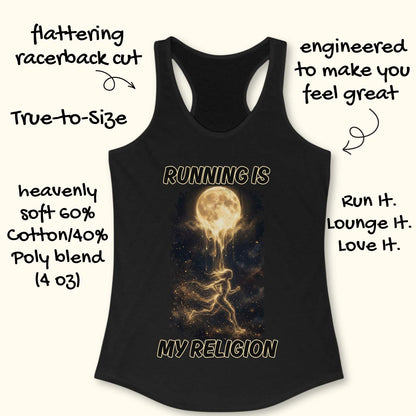 Black tank top with a graphic design and text on a white background