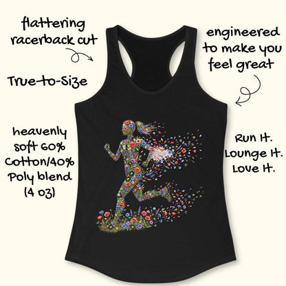 Black tank top with colorful design on a white background