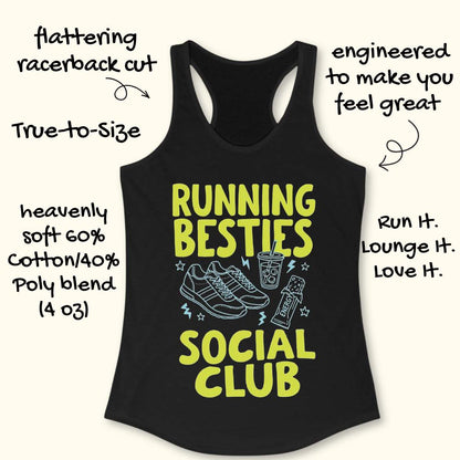 Black tank top with yellow text and graphics on a white background