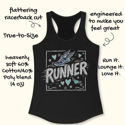 Black tank top with 'RUNNER' design on a white background