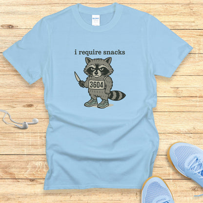 Funny Running Shirt  Women Runners T-Shirt I require Snacks