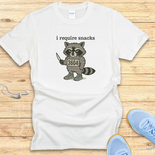Funny Running Shirt  Women Runners T-Shirt I require Snacks