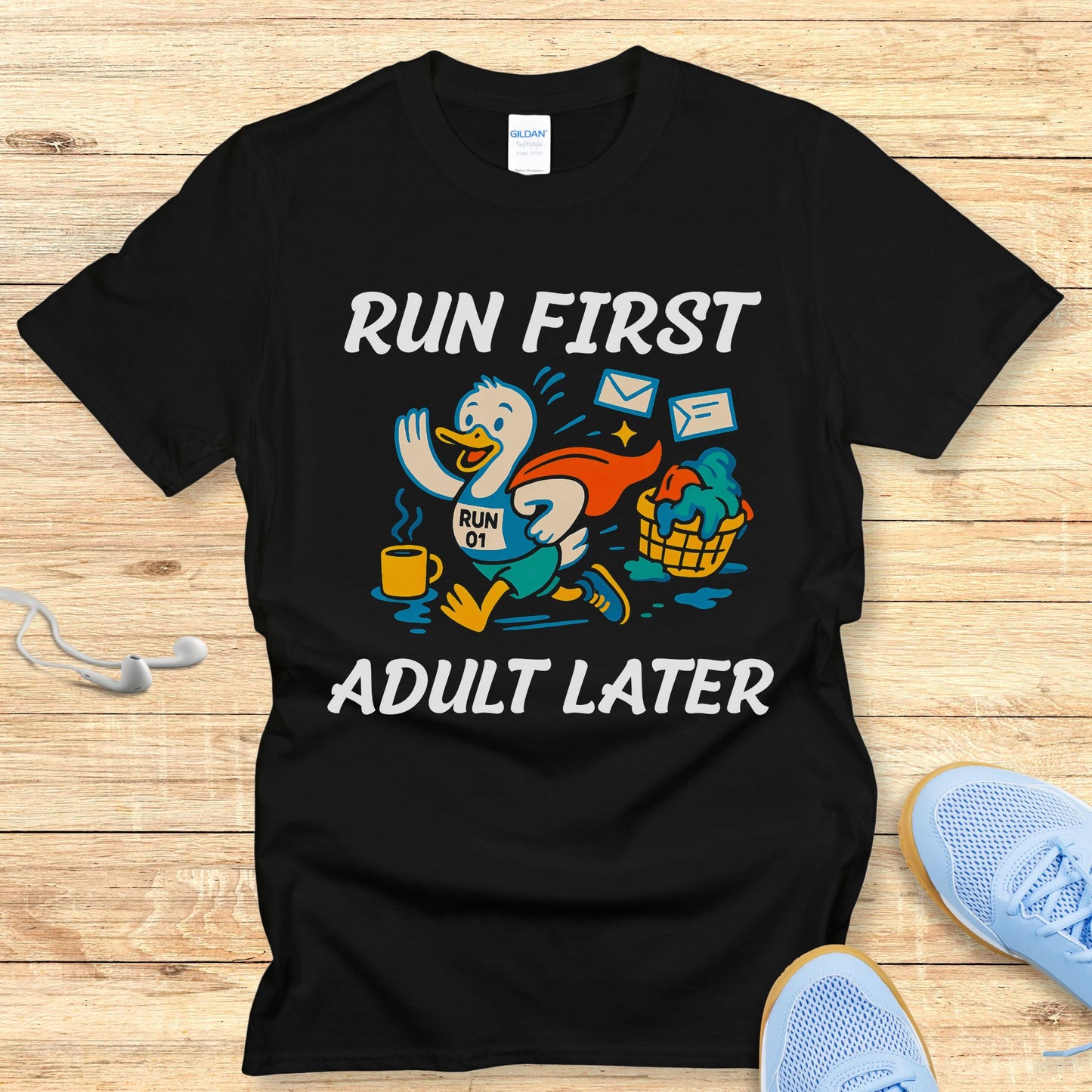 Funny Running Shirt  Women Runners T-Shirt Run First Adult Later