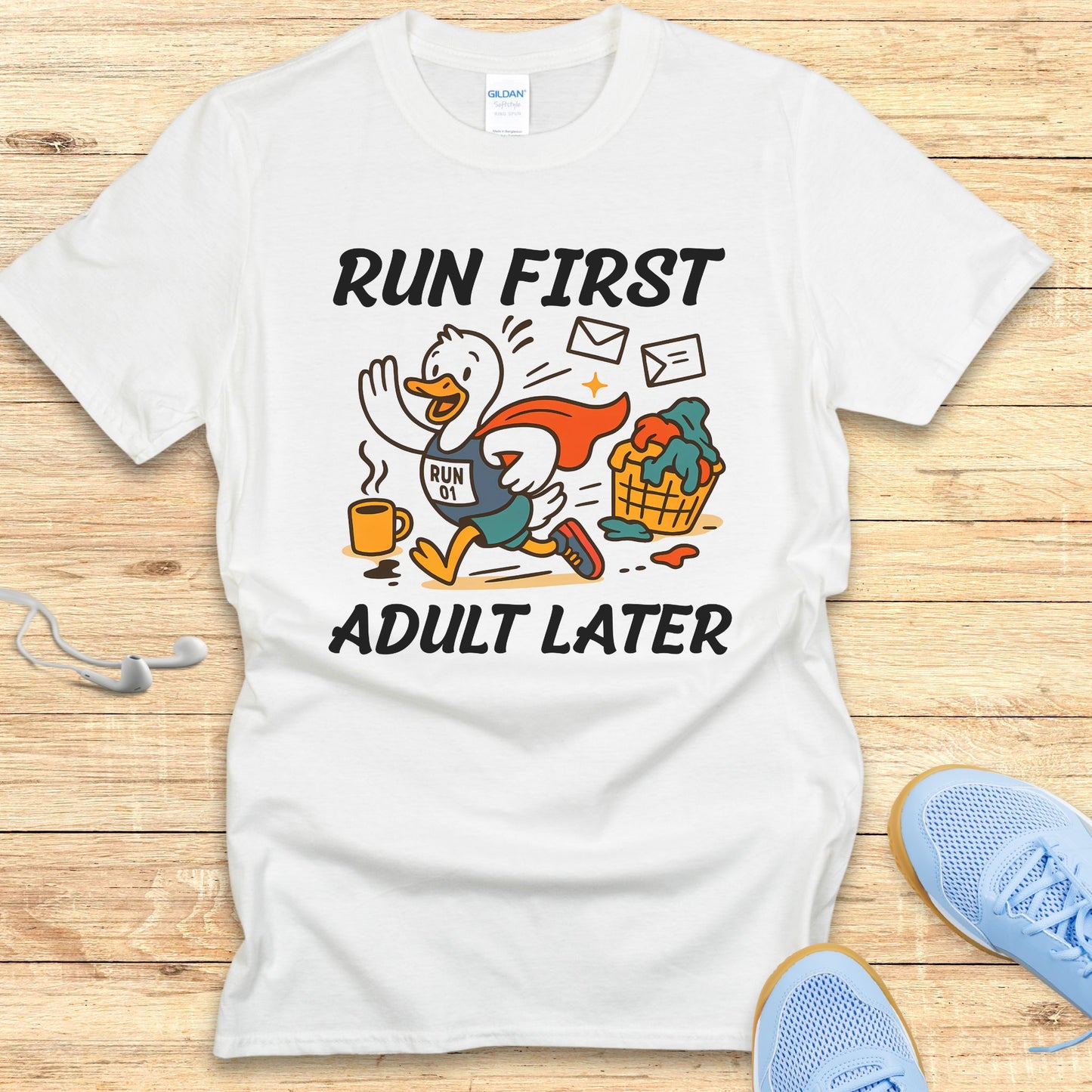 Funny Running Shirt  Women Runners T-Shirt Run First Adult Later