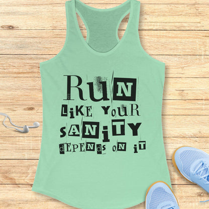 Funny Running Racerback Tank Top Women Runners Run For Your Sanity
