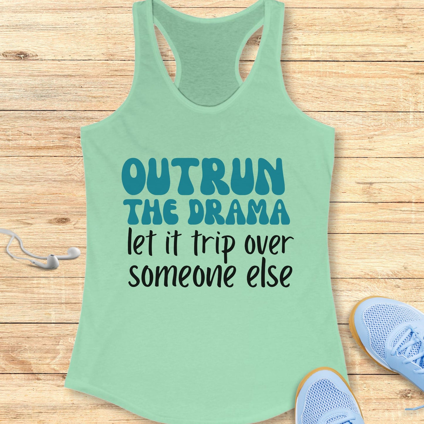 Funny Running Racerback Tank Top Women Runners Outrun The Drama